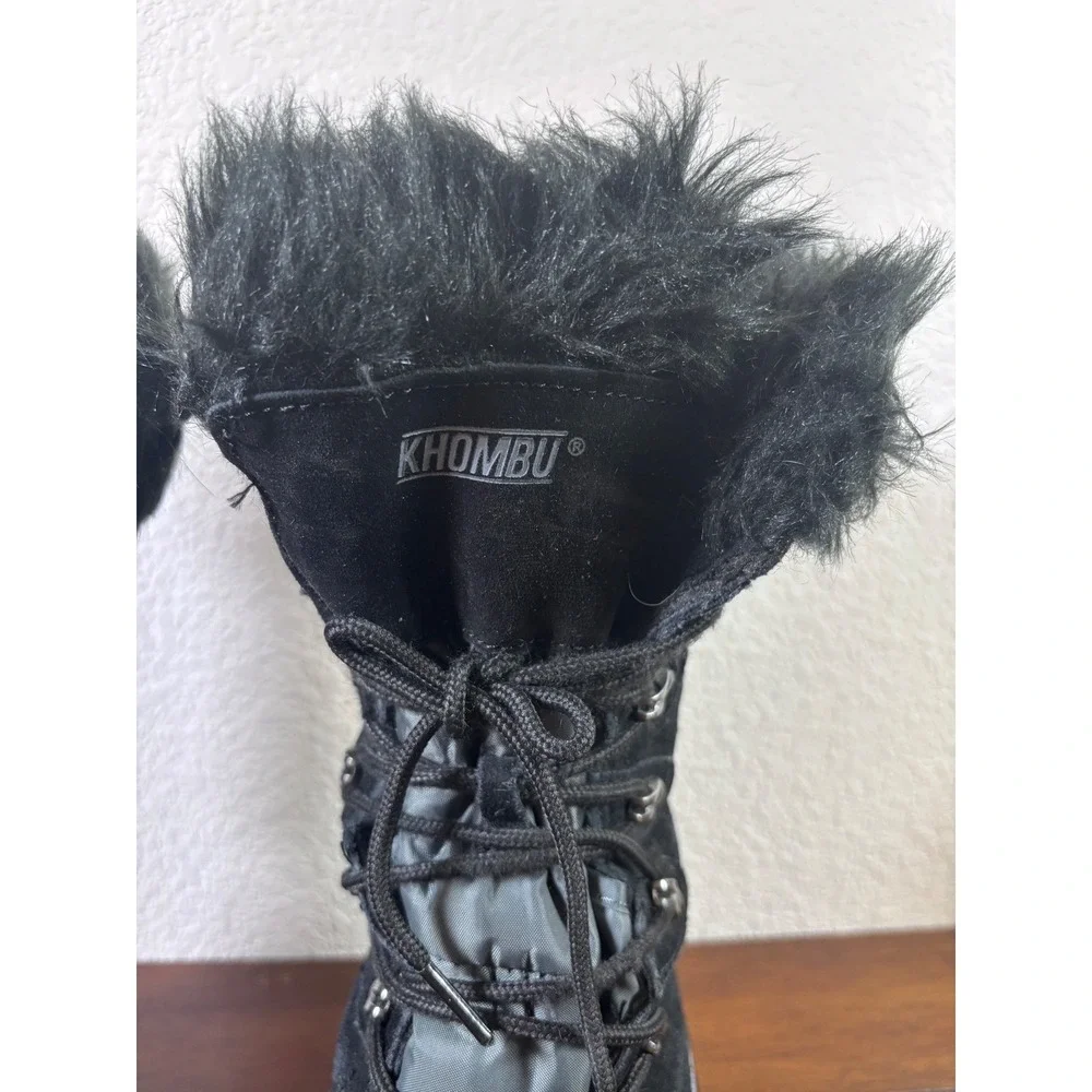Khombu Nordic 2 Snow Boots Womens 10 Black Faux Fur Trim Waterproof Duck Boots